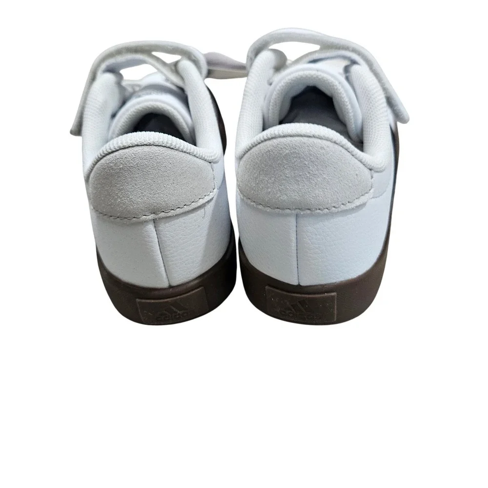 Adidas VL Court 3.0 EL C Kids 12K White Black Gum Sole Athletic Casual Sneakers